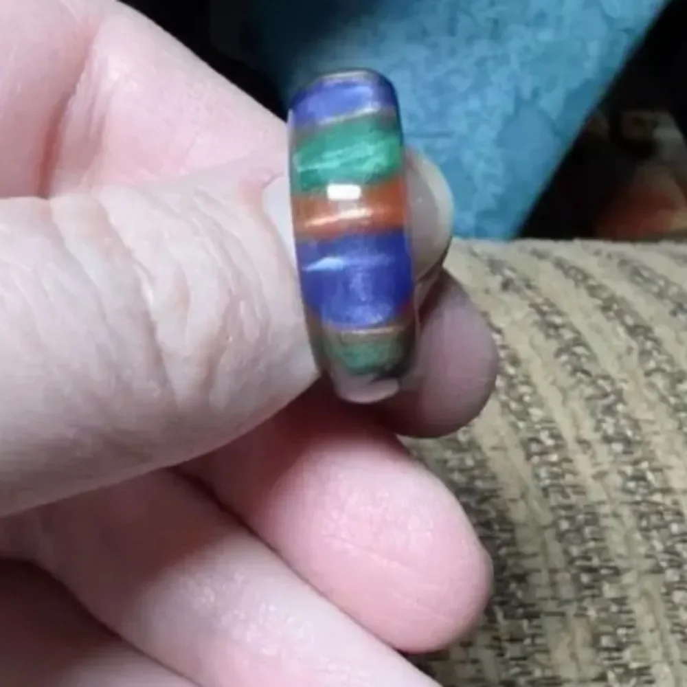 Colorful Rainbow marble Resin unisex Ring sz 9